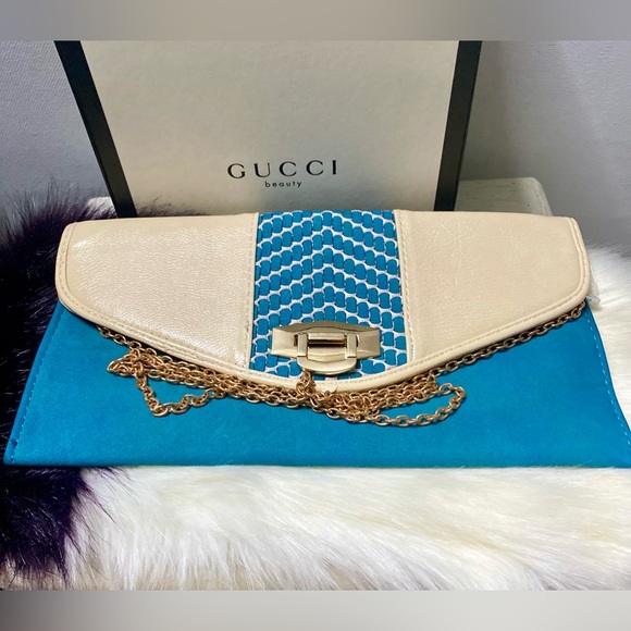 ✨MMS crossbody bag, leather, blue and white, New✨#MMS - Picture 1 of 10